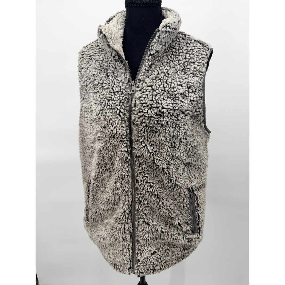 Thread + Supply Sherpa Vest Womens Medium Charcoal Excellent JKX835 Zip Up